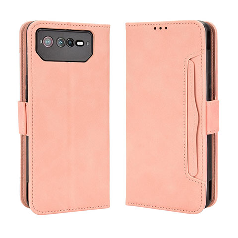 Custodia Portafoglio In Pelle Cover con Supporto BY3 per Asus ROG Phone 6 Rosa