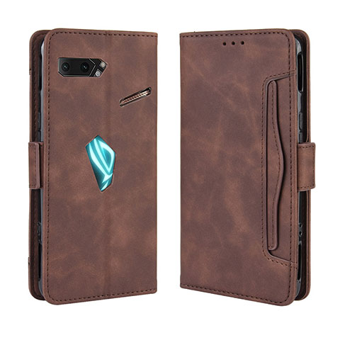 Custodia Portafoglio In Pelle Cover con Supporto BY3 per Asus ROG Phone II ZS660KL Marrone