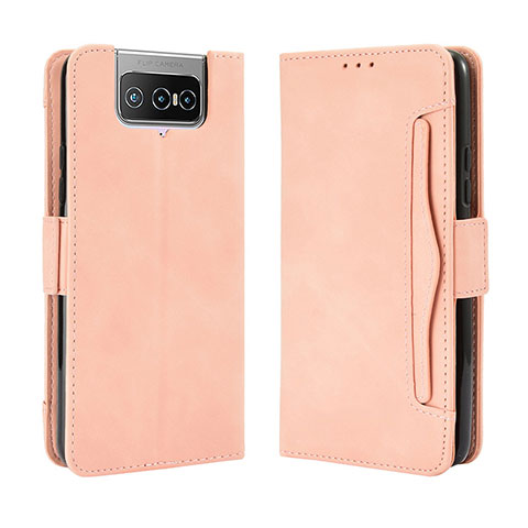 Custodia Portafoglio In Pelle Cover con Supporto BY3 per Asus Zenfone 7 Pro ZS671KS Rosa