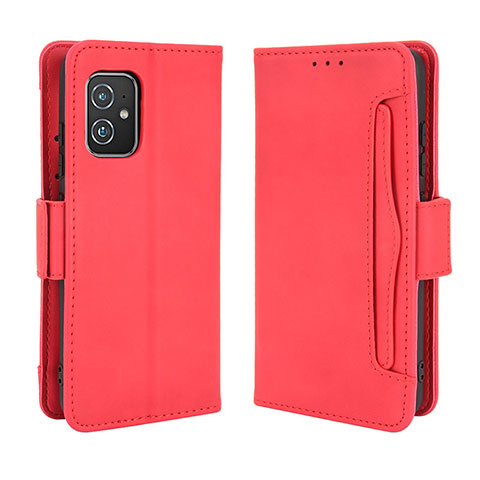 Custodia Portafoglio In Pelle Cover con Supporto BY3 per Asus Zenfone 8 ZS590KS Rosso