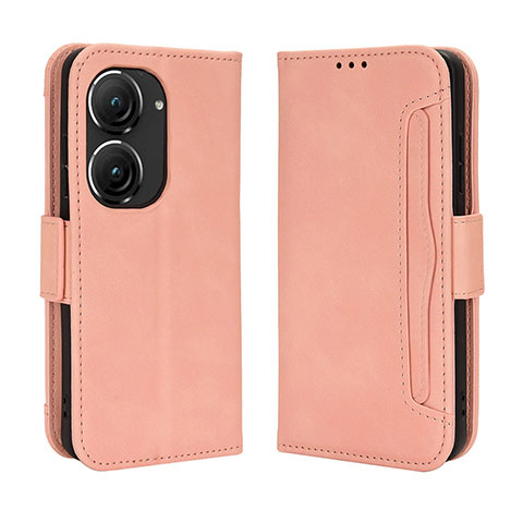 Custodia Portafoglio In Pelle Cover con Supporto BY3 per Asus Zenfone 9 Rosa