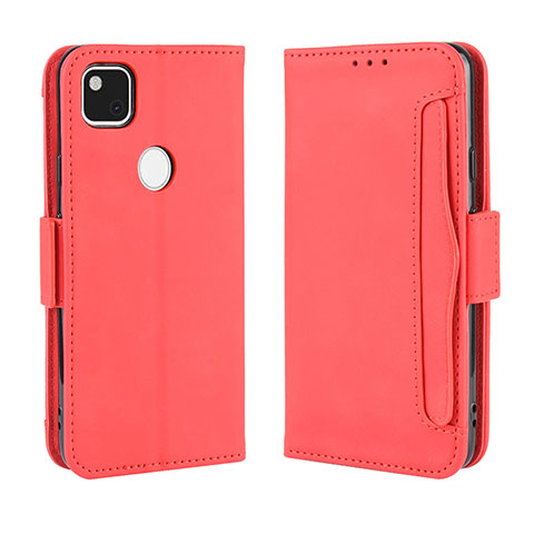 Custodia Portafoglio In Pelle Cover con Supporto BY3 per Google Pixel 4a Rosso