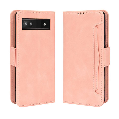 Custodia Portafoglio In Pelle Cover con Supporto BY3 per Google Pixel 6a 5G Rosa