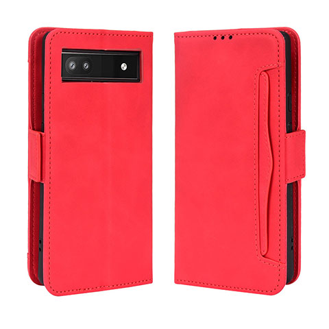 Custodia Portafoglio In Pelle Cover con Supporto BY3 per Google Pixel 6a 5G Rosso