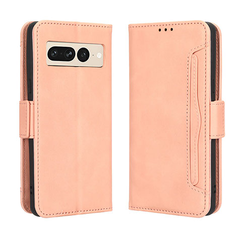 Custodia Portafoglio In Pelle Cover con Supporto BY3 per Google Pixel 7 Pro 5G Rosa