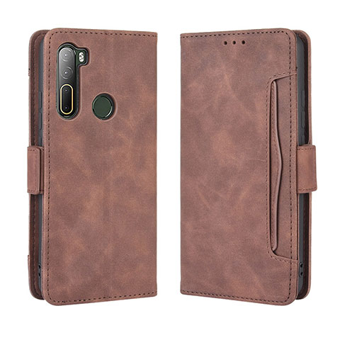 Custodia Portafoglio In Pelle Cover con Supporto BY3 per HTC U20 5G Marrone