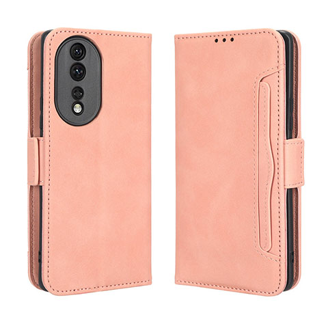 Custodia Portafoglio In Pelle Cover con Supporto BY3 per Huawei Honor 80 5G Rosa