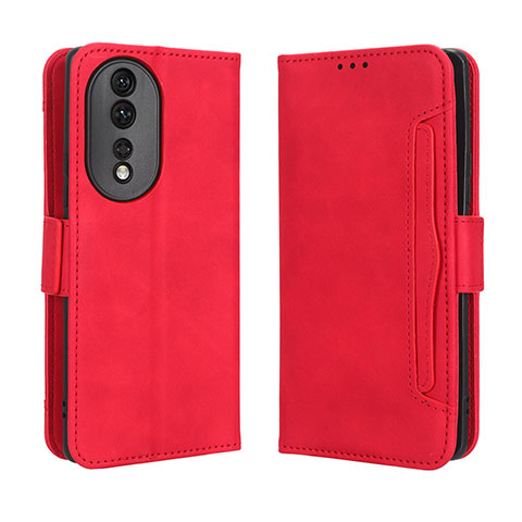 Custodia Portafoglio In Pelle Cover con Supporto BY3 per Huawei Honor 80 5G Rosso