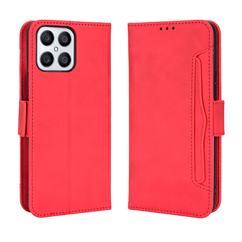 Custodia Portafoglio In Pelle Cover con Supporto BY3 per Huawei Honor X8 4G Rosso