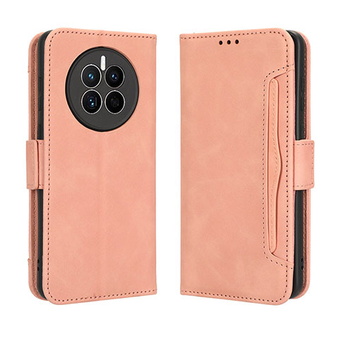 Custodia Portafoglio In Pelle Cover con Supporto BY3 per Huawei Mate 50 Rosa