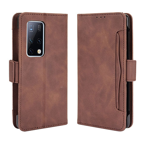 Custodia Portafoglio In Pelle Cover con Supporto BY3 per Huawei Mate X2 Marrone