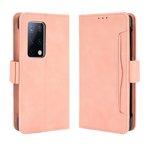 Custodia Portafoglio In Pelle Cover con Supporto BY3 per Huawei Mate X2 Rosa