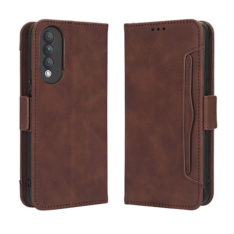 Custodia Portafoglio In Pelle Cover con Supporto BY3 per Huawei Nova 10z Marrone