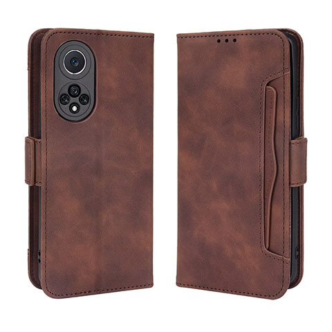 Custodia Portafoglio In Pelle Cover con Supporto BY3 per Huawei Nova 9 Pro Marrone