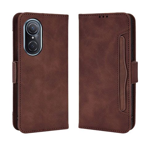 Custodia Portafoglio In Pelle Cover con Supporto BY3 per Huawei Nova 9 SE Marrone