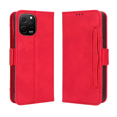 Custodia Portafoglio In Pelle Cover con Supporto BY3 per Huawei Nova Y61 Rosso