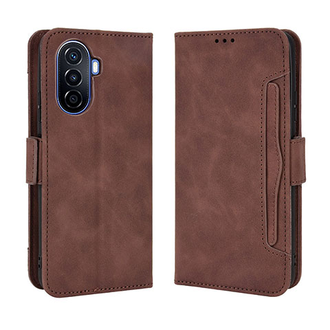 Custodia Portafoglio In Pelle Cover con Supporto BY3 per Huawei Nova Y70 Marrone