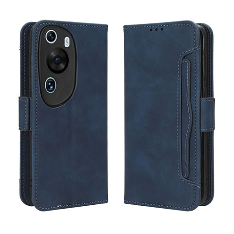 Custodia Portafoglio In Pelle Cover con Supporto BY3 per Huawei P60 Art Blu