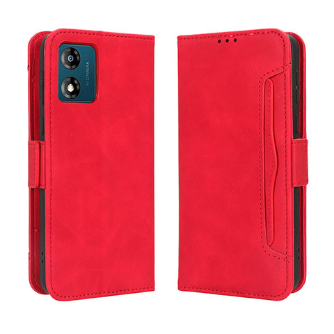 Custodia Portafoglio In Pelle Cover con Supporto BY3 per Motorola Moto E13 Rosso