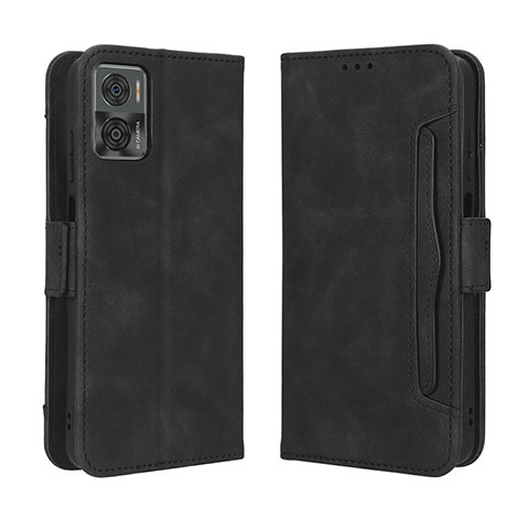 Custodia Portafoglio In Pelle Cover con Supporto BY3 per Motorola Moto E22 Nero