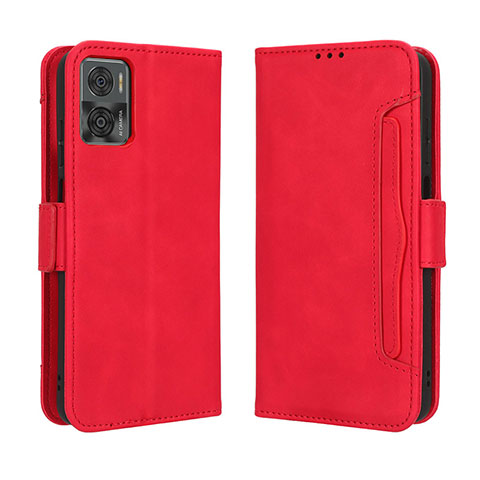 Custodia Portafoglio In Pelle Cover con Supporto BY3 per Motorola Moto E22 Rosso