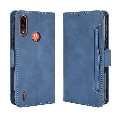 Custodia Portafoglio In Pelle Cover con Supporto BY3 per Motorola Moto E7 Power Blu