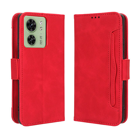 Custodia Portafoglio In Pelle Cover con Supporto BY3 per Motorola Moto Edge 40 5G Rosso