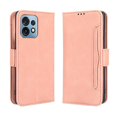 Custodia Portafoglio In Pelle Cover con Supporto BY3 per Motorola Moto Edge Plus (2023) 5G Rosa