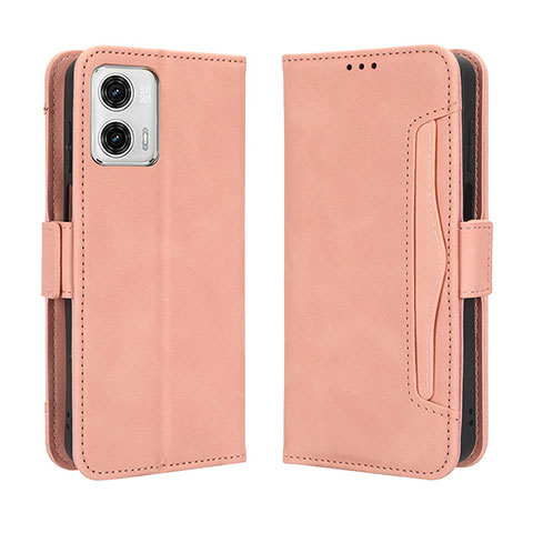 Custodia Portafoglio In Pelle Cover con Supporto BY3 per Motorola Moto G 5G (2023) Rosa