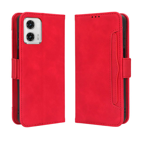 Custodia Portafoglio In Pelle Cover con Supporto BY3 per Motorola Moto G 5G (2023) Rosso