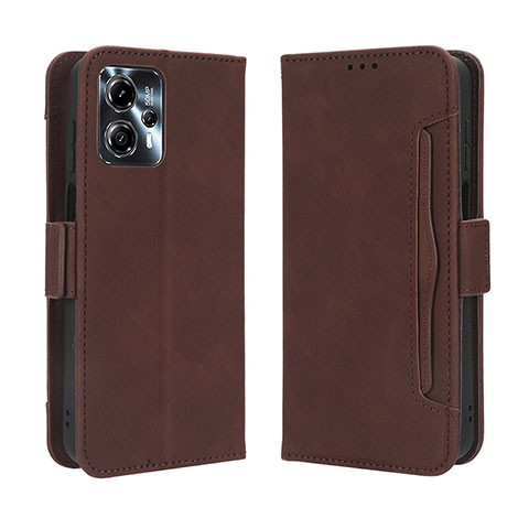 Custodia Portafoglio In Pelle Cover con Supporto BY3 per Motorola Moto G13 Marrone