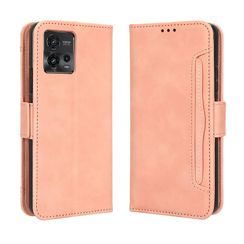 Custodia Portafoglio In Pelle Cover con Supporto BY3 per Motorola Moto G72 Rosa