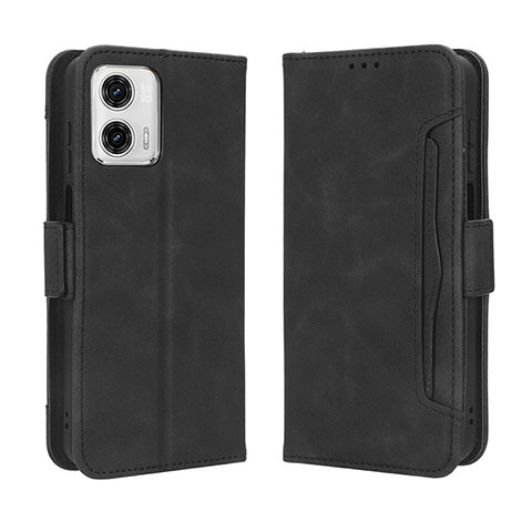 Custodia Portafoglio In Pelle Cover con Supporto BY3 per Motorola Moto G73 5G Nero