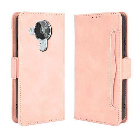 Custodia Portafoglio In Pelle Cover con Supporto BY3 per Nokia 7.3 Rosa