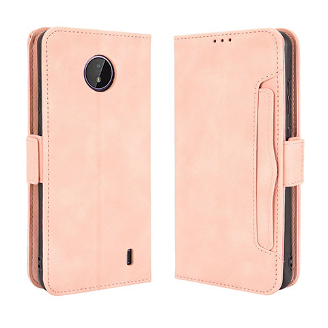 Custodia Portafoglio In Pelle Cover con Supporto BY3 per Nokia C10 Rosa