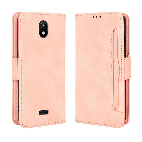 Custodia Portafoglio In Pelle Cover con Supporto BY3 per Nokia C100 Rosa