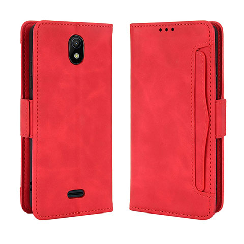 Custodia Portafoglio In Pelle Cover con Supporto BY3 per Nokia C100 Rosso