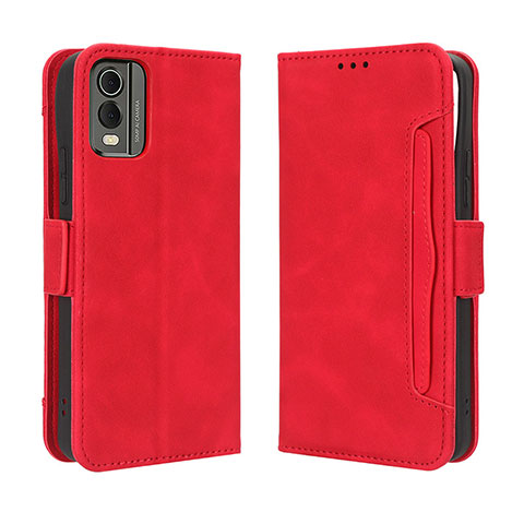 Custodia Portafoglio In Pelle Cover con Supporto BY3 per Nokia C210 Rosso