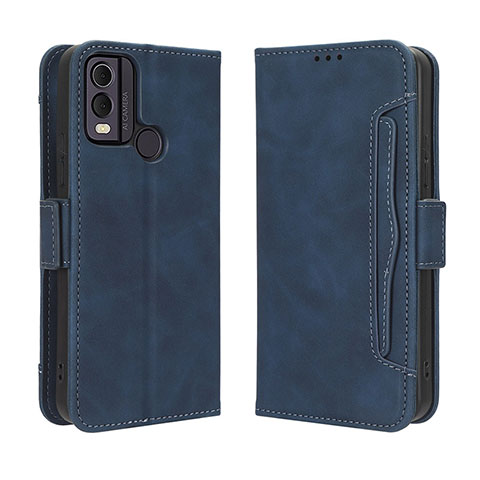 Custodia Portafoglio In Pelle Cover con Supporto BY3 per Nokia C22 Blu