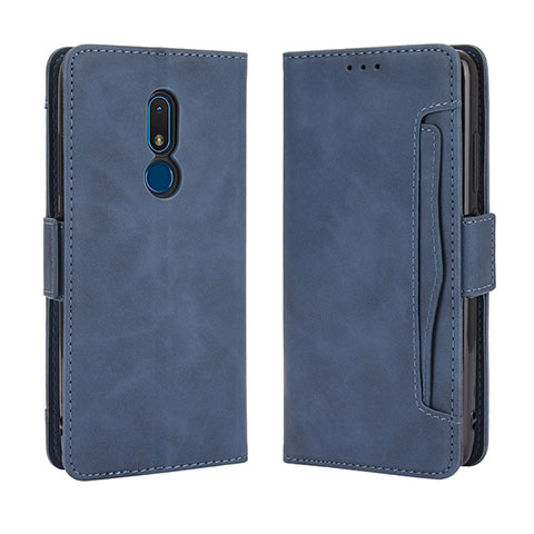 Custodia Portafoglio In Pelle Cover con Supporto BY3 per Nokia C3 Blu