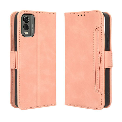 Custodia Portafoglio In Pelle Cover con Supporto BY3 per Nokia C32 Rosa