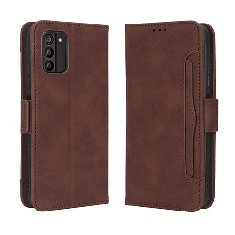 Custodia Portafoglio In Pelle Cover con Supporto BY3 per Nokia G100 Marrone