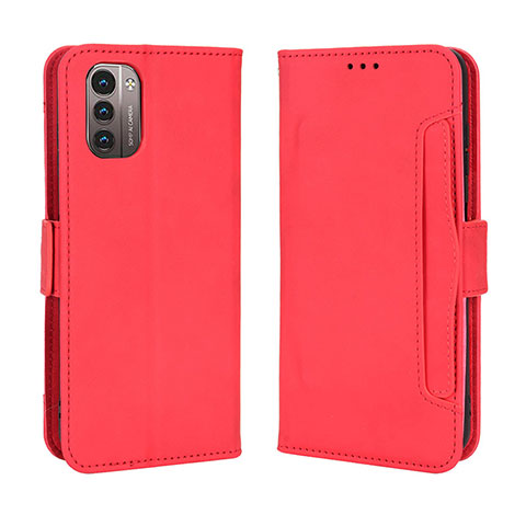 Custodia Portafoglio In Pelle Cover con Supporto BY3 per Nokia G11 Rosso