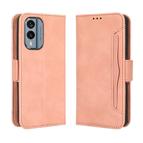 Custodia Portafoglio In Pelle Cover con Supporto BY3 per Nokia X30 5G Rosa