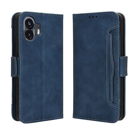 Custodia Portafoglio In Pelle Cover con Supporto BY3 per Nothing Phone 2 Blu