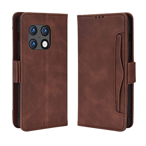 Custodia Portafoglio In Pelle Cover con Supporto BY3 per OnePlus 10 Pro 5G Marrone