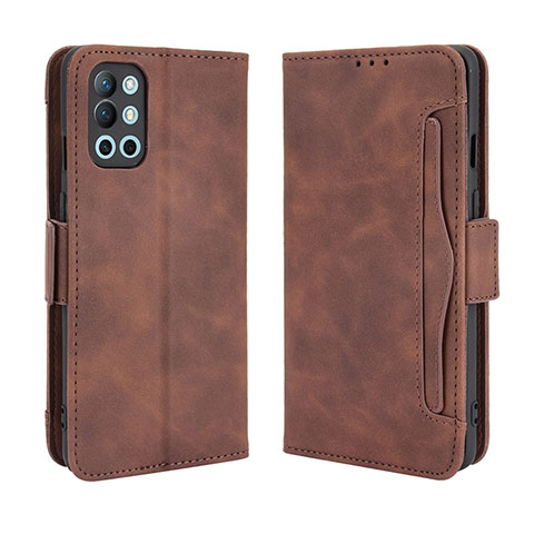 Custodia Portafoglio In Pelle Cover con Supporto BY3 per OnePlus 9R 5G Marrone