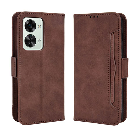 Custodia Portafoglio In Pelle Cover con Supporto BY3 per OnePlus Nord 2T 5G Marrone