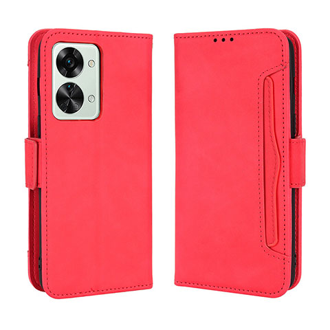 Custodia Portafoglio In Pelle Cover con Supporto BY3 per OnePlus Nord 2T 5G Rosso