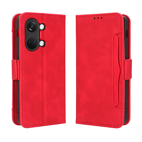 Custodia Portafoglio In Pelle Cover con Supporto BY3 per OnePlus Nord 3 5G Rosso